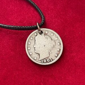 Vintage Nickel Coin Pendant Necklace